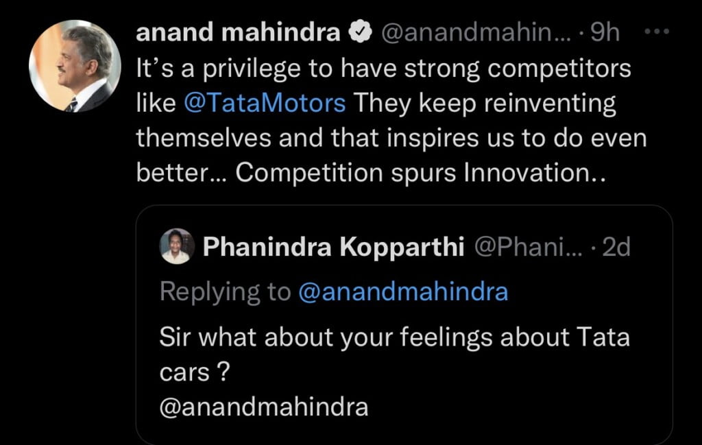 टाटा मोटर्स के बारे में आनंद महिंद्रा का ट्वीट