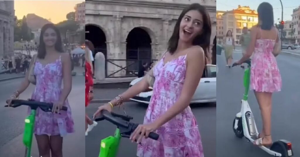 अनन्या पांडे ने इटली में की इलेक्ट्रिक स्कूटर की सवारी