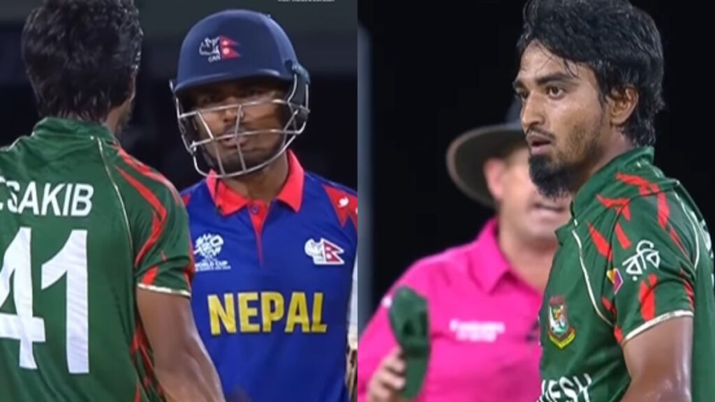 ICC पुरुष T20 विश्व कप: तनजीम हसन साकिब और रोहित पौडेल के बीच बहस के बाद माहौल गर्म | देखें