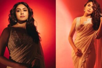 Mrunal Thakur looks like an apsara in georgette saree, paired with sleeveless blouse, you will be shocked to know the price