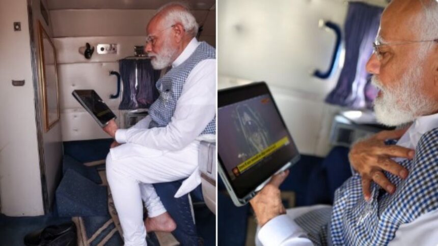 PM Modi became emotional after seeing the pictures of 'Surya Tilak', took off his shoes and watched the video on the tab - India TV Hindi
