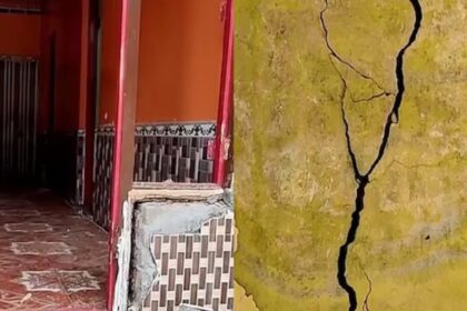 Sunken ground in Ramban, cracks in more than 50 houses, damage to electricity tower and road