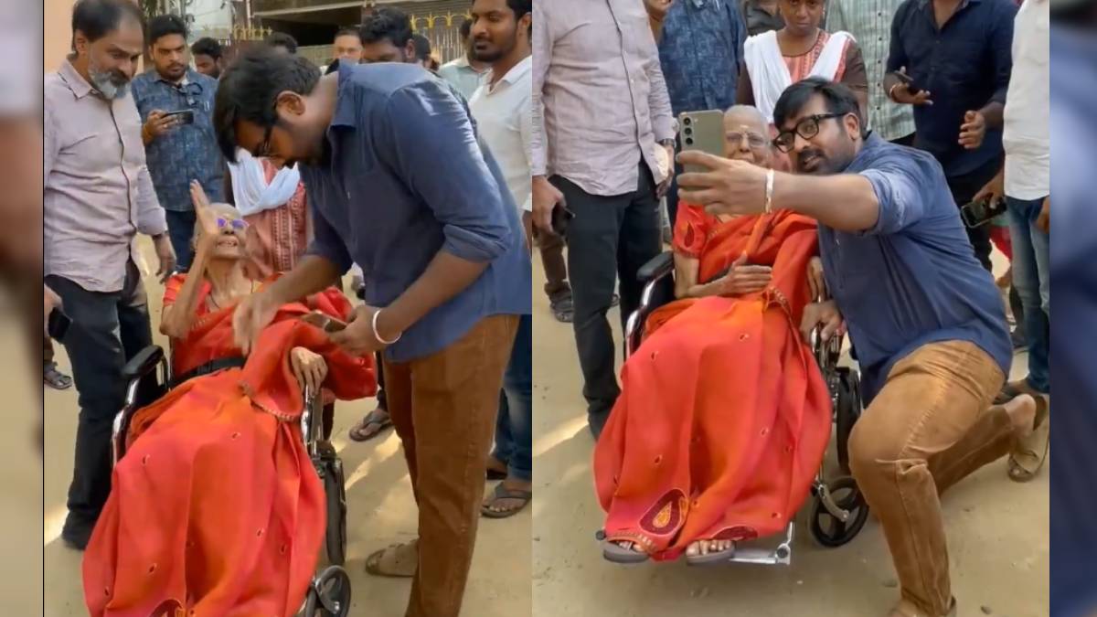 Vijay Sethupathi became a fan of an elderly woman who came to vote on a wheelchair, first touched her feet, then... - India TV Hindi