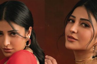 Leaving western, Shruti Haasan wore a simple red saree, jewellery-makeup enhanced her look, see pictures