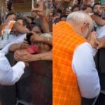 PM Modi came out after voting, an elderly woman standing in the crowd tied Rakhi, watch video - India TV Hindi