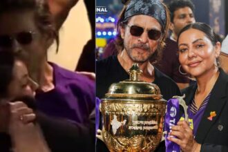 When KKR became IPL champion, Shahrukh showered love on his wife Gauri, hugged her and kissed her forehead - India TV Hindi