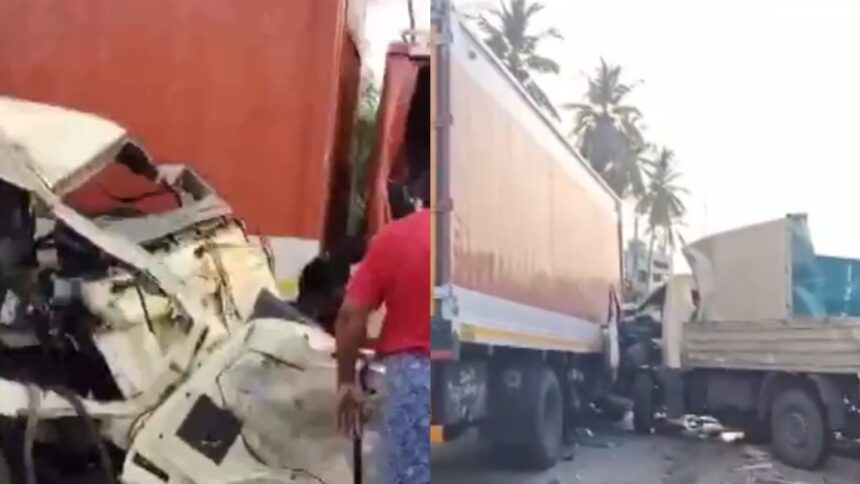 Video: Mini truck collides with container due to driver's haste, 6 killed - India TV Hindi