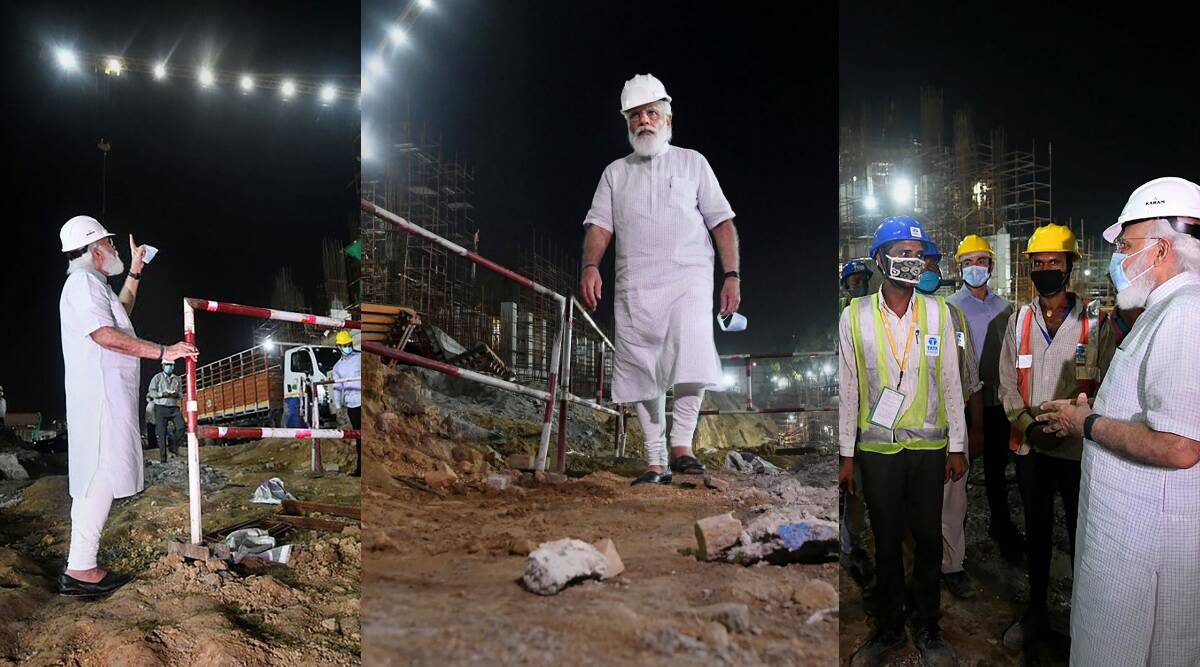 PM Narendra Modi reached at night to see the Central Vista Project