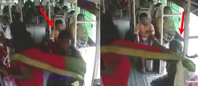 The woman coming after buying the wedding fell down from the running bus, the video went viral