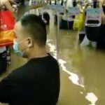 Heavy floods in China, due to heavy rains, water filled the metro
