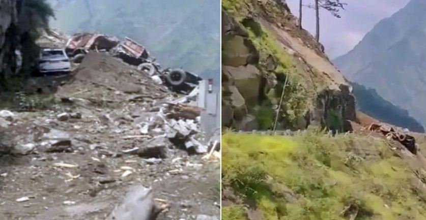 The incidents of landslides are not stopping in Himachal, many people are buried with the bus due to the fall of the mountain.