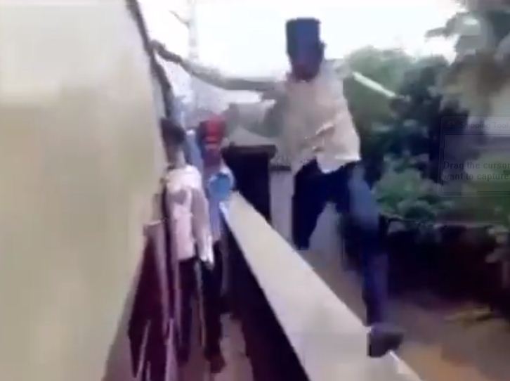 The young man did a dangerous stunt in the running train, the video went viral on social media