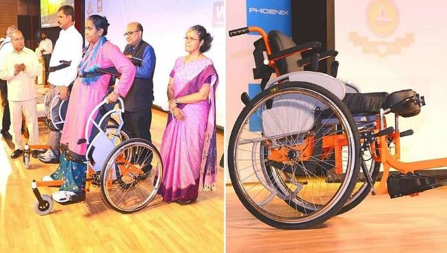 Unique initiative of IIT Madras team, indigenous motor wheel chair made for differently-abled people;  Can also be converted into a scooter