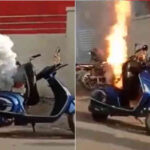 Viral Video: A sudden fire broke out in an e-scooter parked on the side of the road