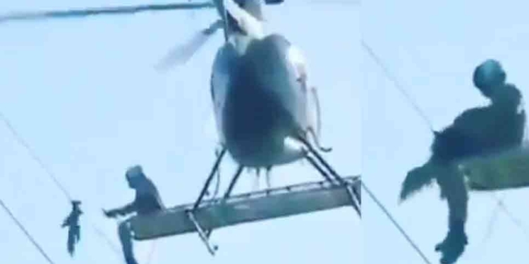 Viral Video: To save a bird trapped in a wire, a young man called for a helicopter