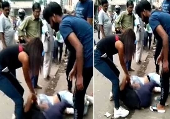 When two girls started fighting on the middle road for boyfriend, the video went viral on social media