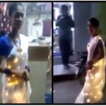 Along with the house on Diwali, the woman also illuminated her own sari, the video went viral on social media