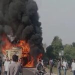 Rajasthan: A horrific accident took place between bus and trailer, twelve people were burnt alive in the accident, about 23 people were injured.