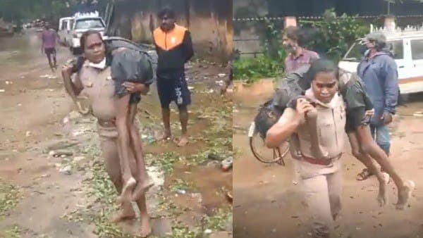 Viral Video: Police Inspector showed courage to save the youth trapped in the flood in Chennai, carried on his shoulder and transported to the hospital