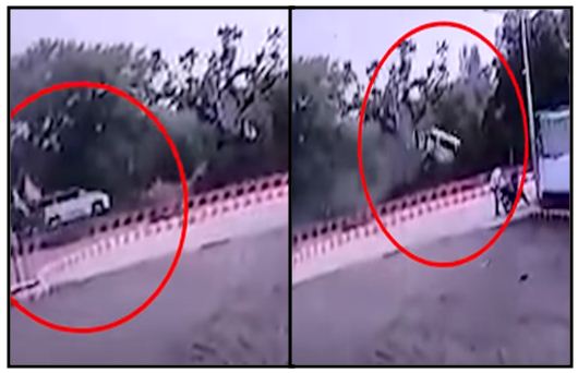 The car jumped in the air like a film stunt, still the driver did not get a single scratch, the video went viral