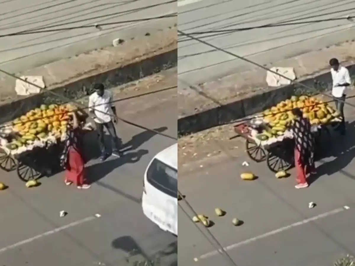 Madhya Pradesh: The hooliganism of the female professor, the lariwala's cart was touched by the car, then the professor threw all the papayas of the lorry
