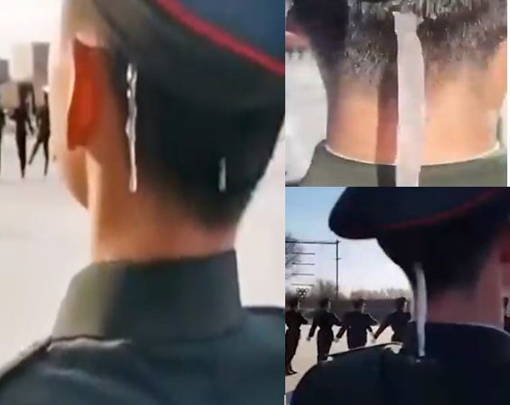 Propaganda video of Chinese media: ...when the sweat of the soldier also turned into ice!