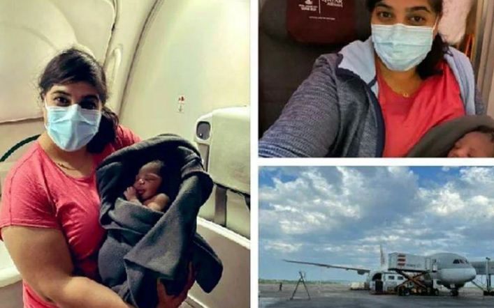 When the woman gave birth to a child in the flight with the help of doctor and cabin crew, the pictures went viral