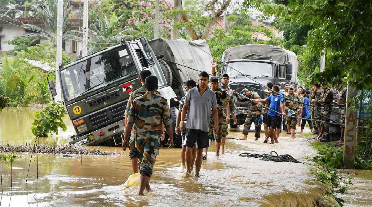 Assam Floods: 500 families from two villages of Jamunamukh district living on the railway track