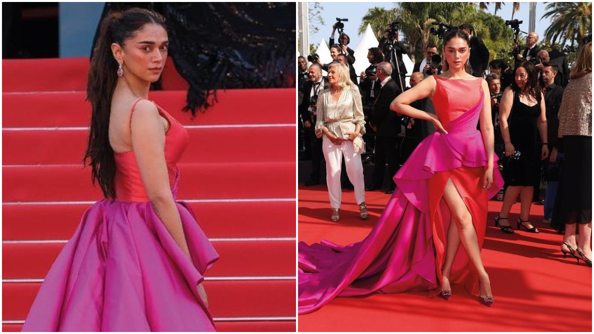 Cannes 2022 Aditi Rao Hydari Pics |  Aditi Rao Hydari in a pink gown at Cannes red carpet debut, see photos