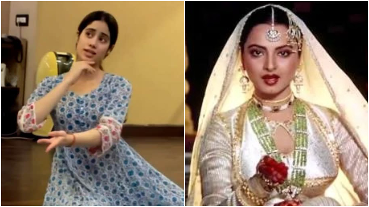 Janhvi Kapoor video |  Janhvi Kapoor recreates Rekha's iconic dance moves song 'In Aankhon Ki Masti', watch video.  Navabharat