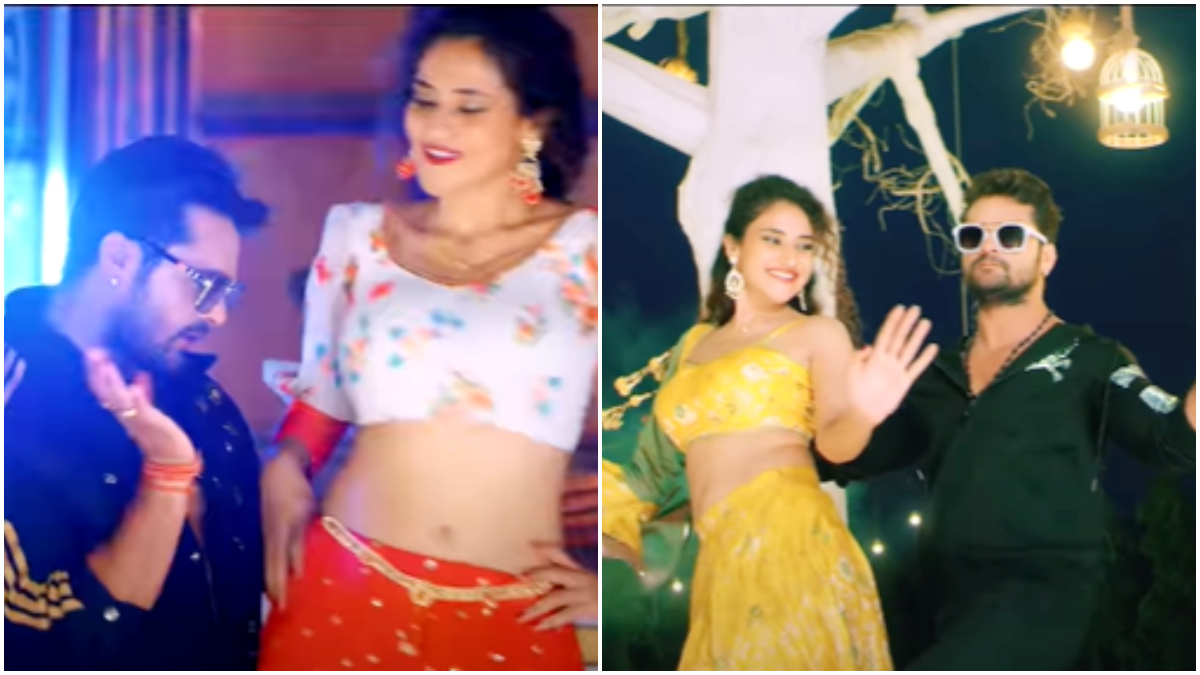 New Bhojpuri Song 2022 |  Khesari Lal Yadav was seen romancing Arshiya Arshi on the song 'Nathuniya', fans sweat after watching the video.  Navabharat