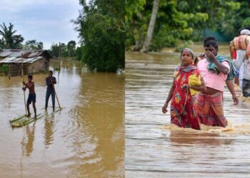 weather forecast heat wave in north india and rainfall in souther part for next few days- Assam floods make lives of 7 lakh people 'yellow alert' for 9 districts of Kerala;  School closed due to rain in Dharwad;  Heat wave from Delhi to UP