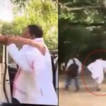 Congress leader Srinivas came protest Rahul Gandhi waas seen running after seeing the police
