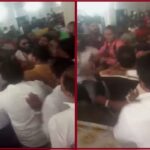 Congressmen clashed with each other over ticket distribution, fiercely kicked, punched and abused, video viral, ward ticket congressmen fight over ticket distribution in bhopal