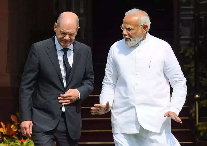 PM Modi and German Chancellor Olf Scholz during the meeting