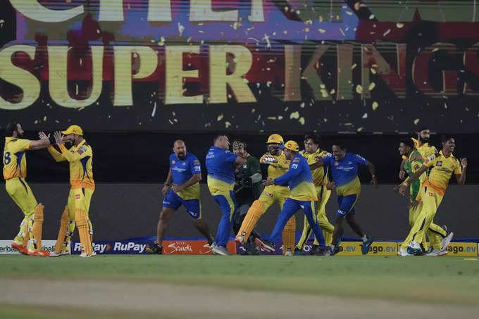 CSK players drenched in victory celebration