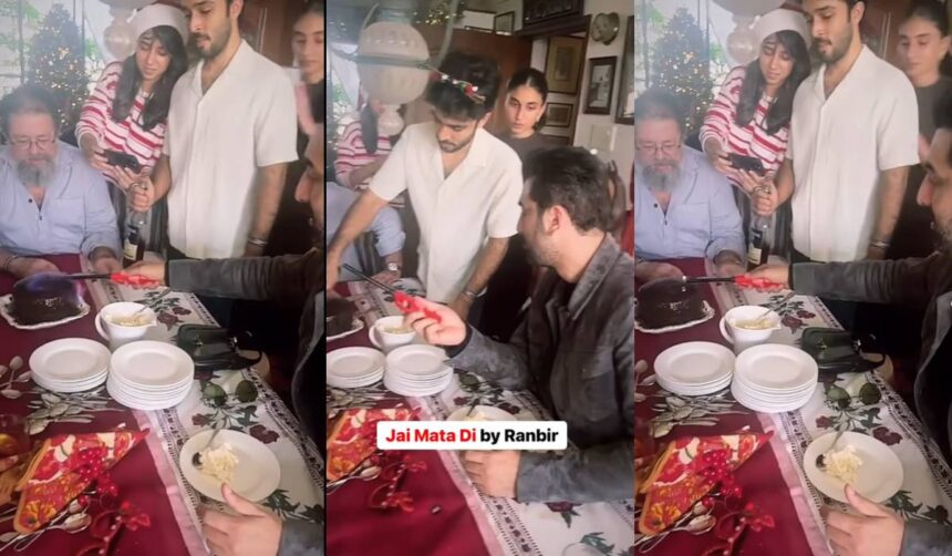 Ranbir Kapoor celebrated Christmas by saying 'Jai Mata Di', set fire to the cake, video went viral