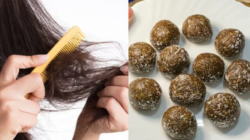 Not with oil, shampoo or conditioner...this black and white seed laddu will give you thick and strong hair from the roots;  Know the recipe