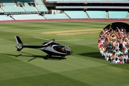 Shortly before the live match, a helicopter suddenly landed on the field, this player took a grand entry, then joined the playing 11.