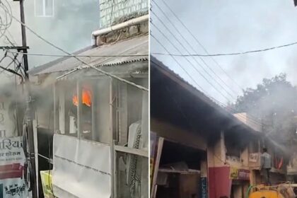A massive fire broke out in the showroom of Ratlam, goods worth lakhs burnt, the fire brigade had to sweat to extinguish them!