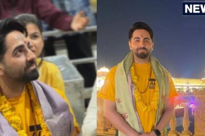 Ayushmann Khurrana was seen wearing tilak on his forehead and a garland around his neck, absorbed in the devotion of Mahakal, bowed his head in Ujjain.
