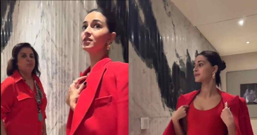 Ananya Pandey and Farah Khan were seen twinning in red dress, shared video on Instagram