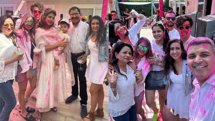 Priyanka played Holi in desi style with her foreign husband, Mannara had fun with her brother-in-law - India TV Hindi