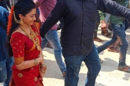 Rashmika Mandanna's first look from Pushpa 2 leaked, Allu Arjun's heroine seen in a red saree with vermillion, VIDEO