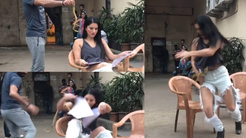 Sunny Leone was sitting on a chair when a snake fell from behind, watch video - India TV Hindi