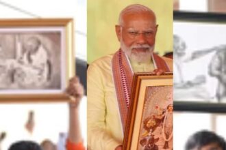 2 people had brought mother Hiraben's painting to the rally, PM Modi's attention fell on it, he said...
