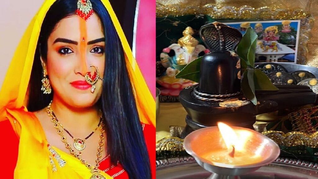 Amrapali Dubey worshiped Baba by offering Belpatra on Shivalinga, doing this special work on Monday of Sawan, Amrapali Dubey worshiped Baba by offering Belpatra on Shivalinga