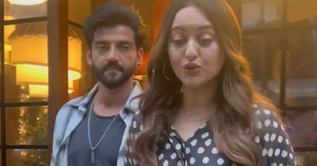 'Are you pregnant?', Sonakshi was seen descending the stairs holding husband Zaheer's hand, people's suspicion increased due to her polka dot dress