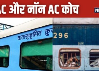How many AC and non AC coaches are there in a 22 coach train?