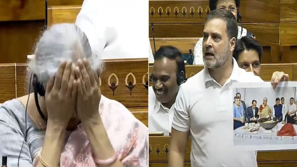 Nirmala Sitharaman laughed and beat her head after listening to Rahul Gandhi: When Nirmala Sitharaman laughed and beat her head after listening to Rahul Gandhi